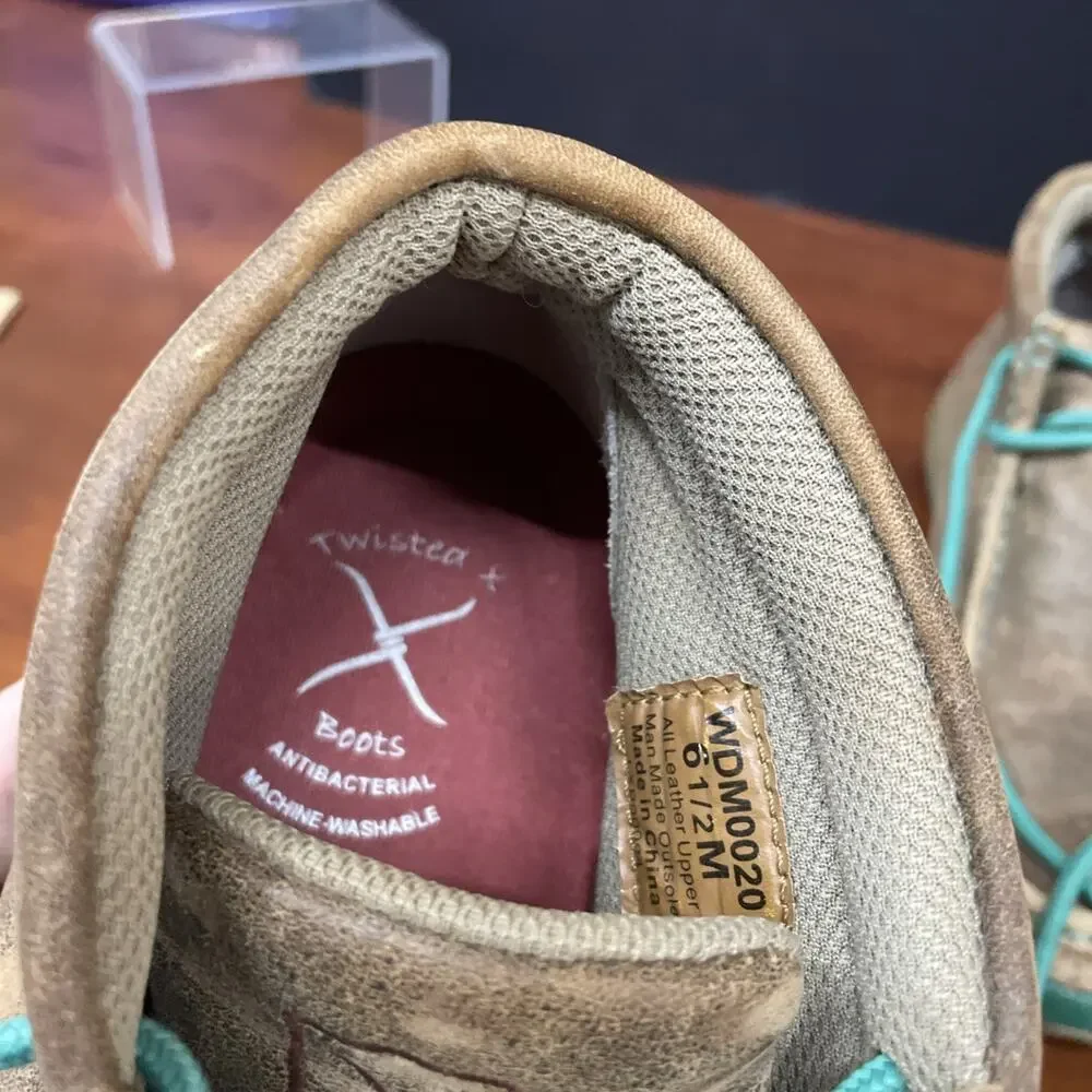 Twisted X Bomber sz 6.5 Chukka Driving Moccasin Brown Teal Leather Women Boots